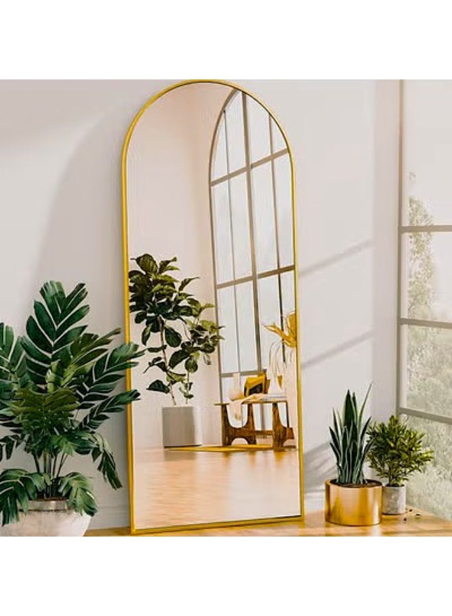 Vphom Arched Full Length Floor Mirror 170×60cm (67"×23.6") with Gold Aluminum Frame, Full Body Wall-Mounted or Leaning Mirror with Stand – Modern Vertical Accent Mirror for Bedroom, Dressing Room, Living Room & Hallway - Image 5